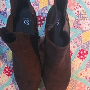 SO Brown Suede Ankle Booties